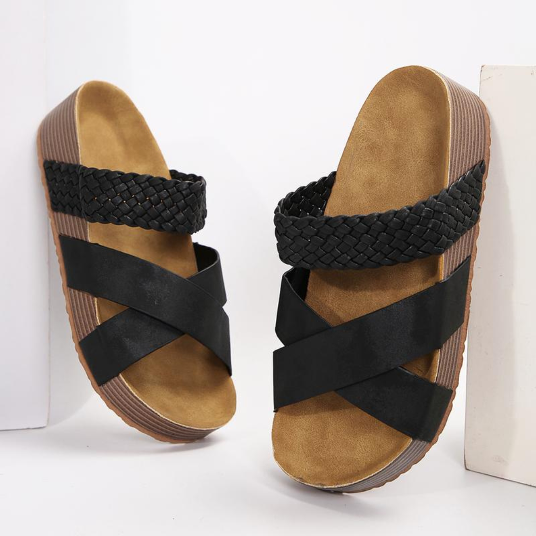 Sophia – PU Leather Slip-On Sandals