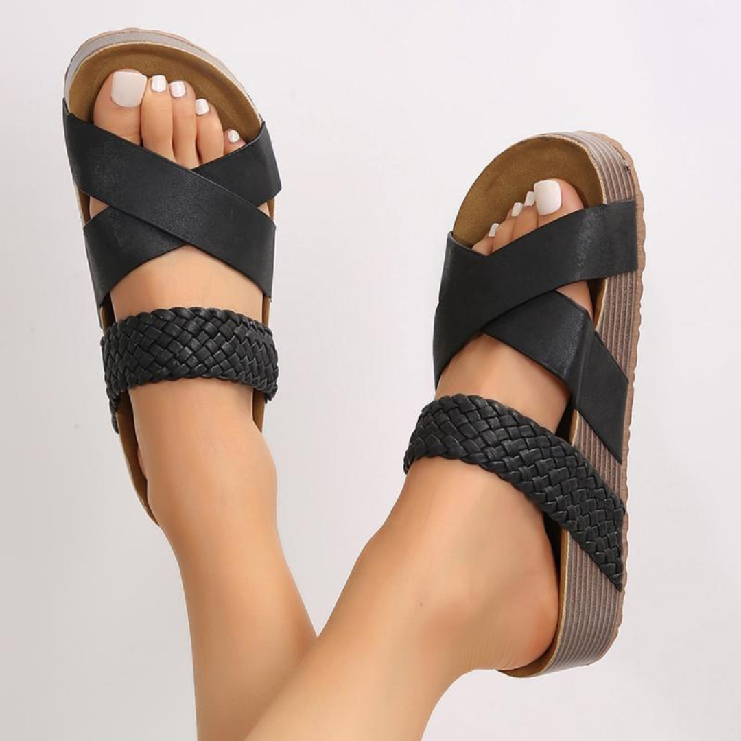 Sophia – PU Leather Slip-On Sandals