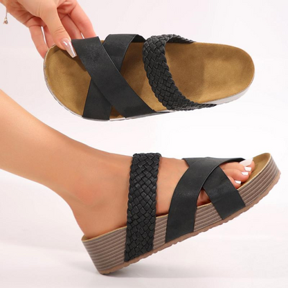 Sophia – PU Leather Slip-On Sandals