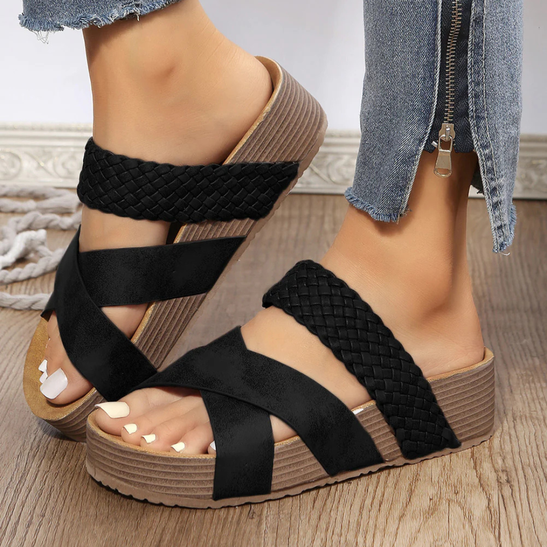 Sophia – PU Leather Slip-On Sandals