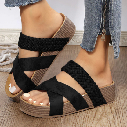 Sophia – PU Leather Slip-On Sandals