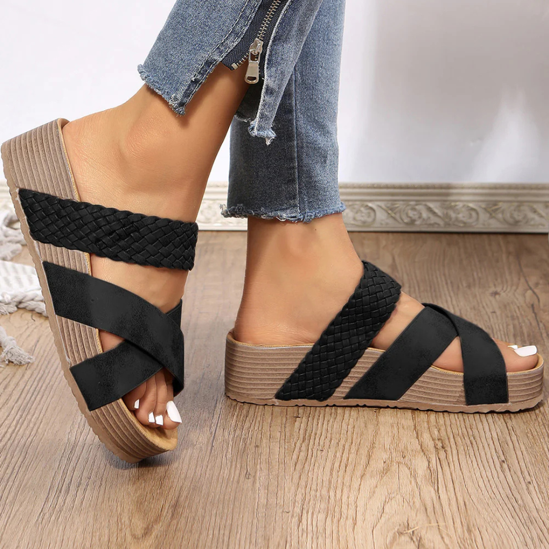 Sophia – PU Leather Slip-On Sandals
