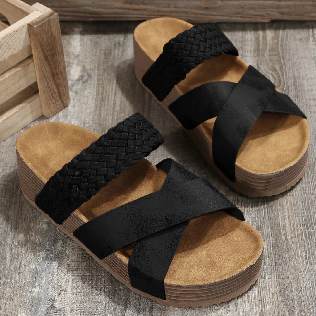 Sophia – PU Leather Slip-On Sandals