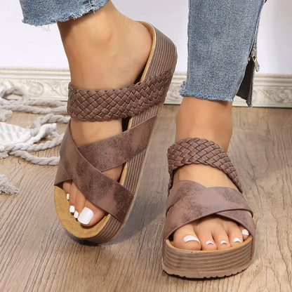 Sophia – PU Leather Slip-On Sandals