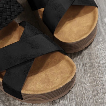 Sophia – PU Leather Slip-On Sandals