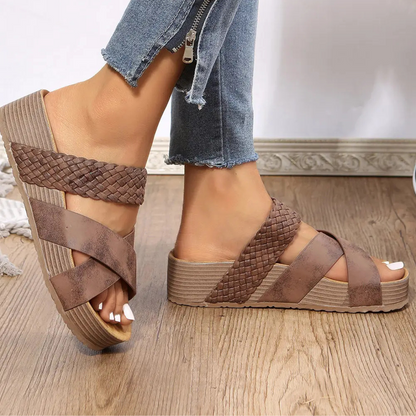 Sophia – PU Leather Slip-On Sandals