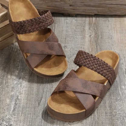 Sophia – PU Leather Slip-On Sandals