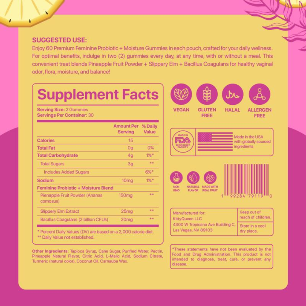 Slippery Kitty - Feminine Probiotic + Moisture Gummies