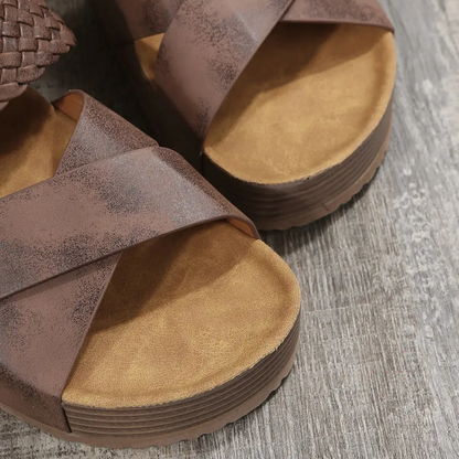 Sophia – PU Leather Slip-On Sandals