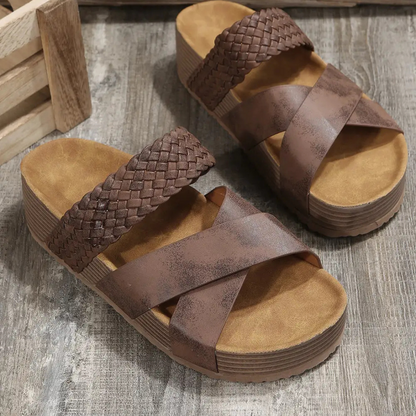 Sophia – PU Leather Slip-On Sandals